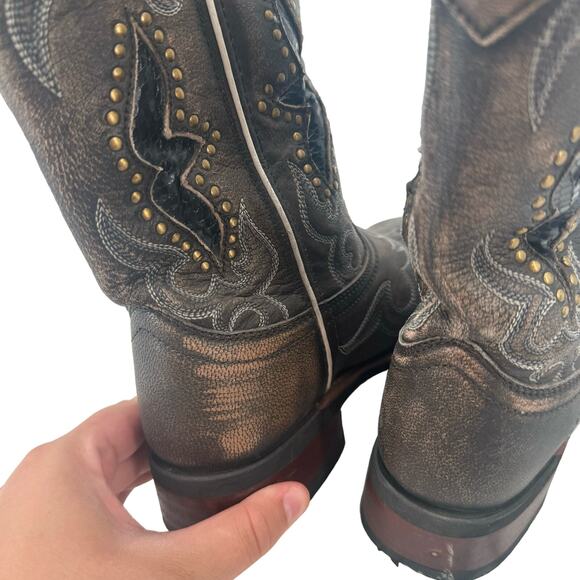 Laredo brown leather distressed cowgirl boots - Picture 5 of 9